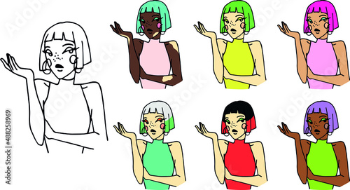 claiming girl one line art