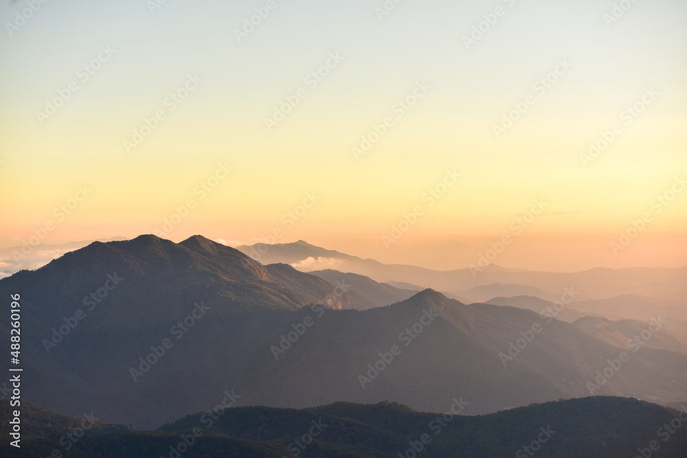 mountain peak at sunrise
