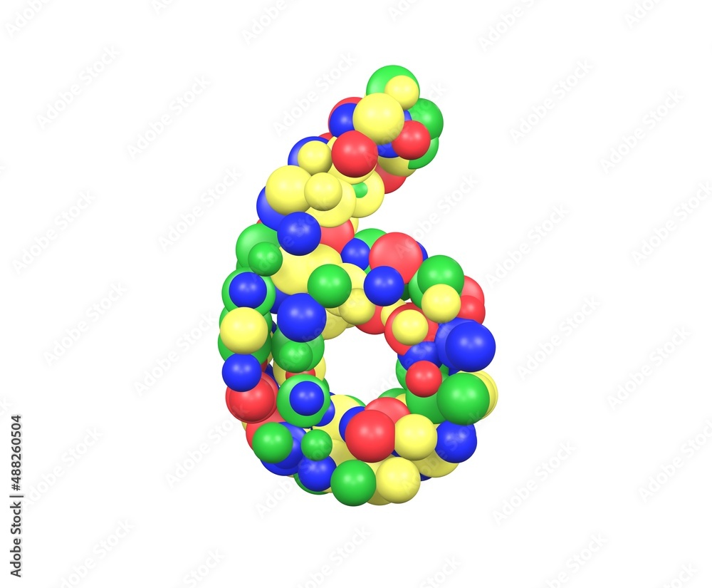 Toy Ball Themed Font Number 6 Toy Ball Themed Font Number 6