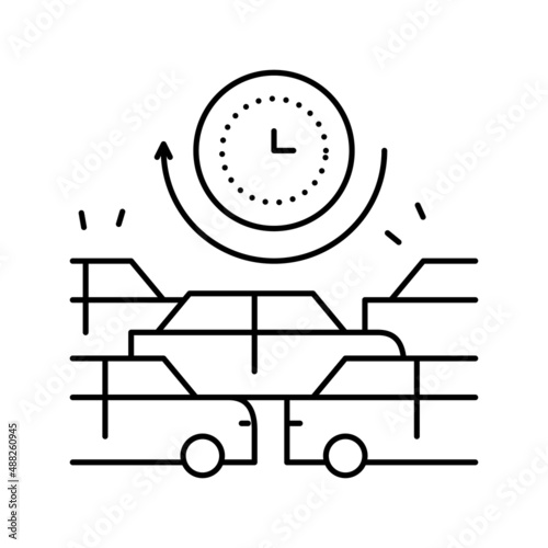 waiting time in traffic jam line icon vector illustration