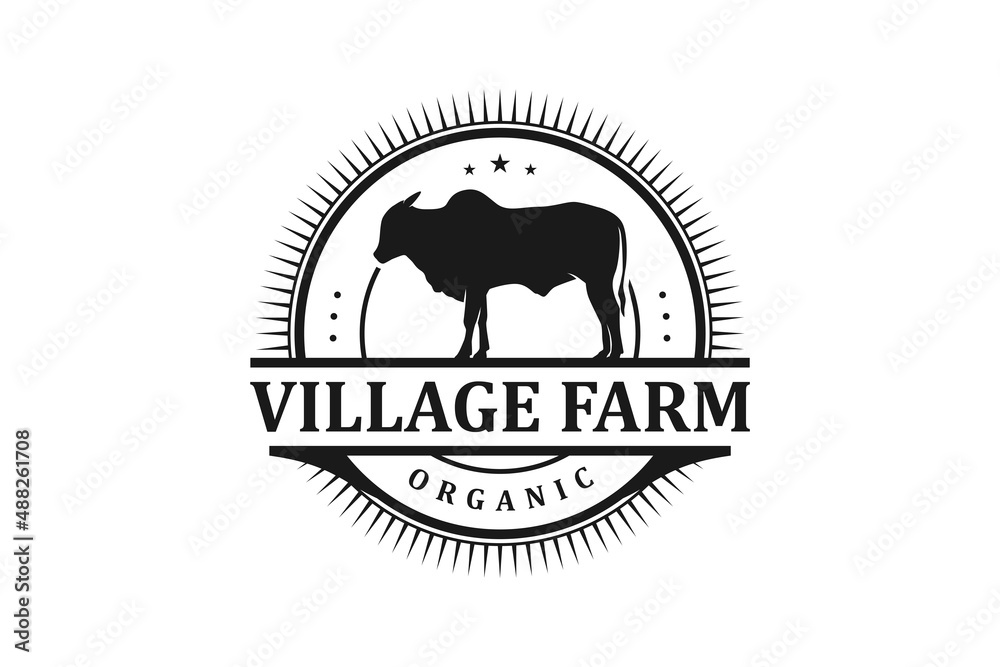 Retro Vintage Cattle Angus Beef Emblem Label logo design vector Stock ...