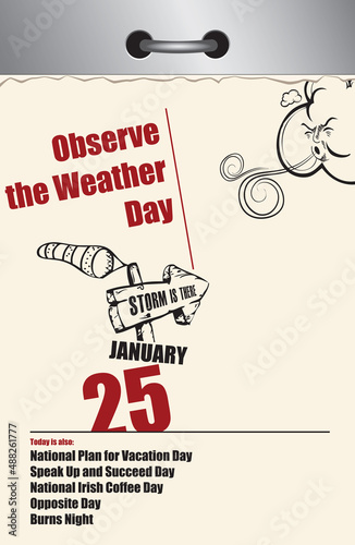 Old calendar Observe the Weather Day