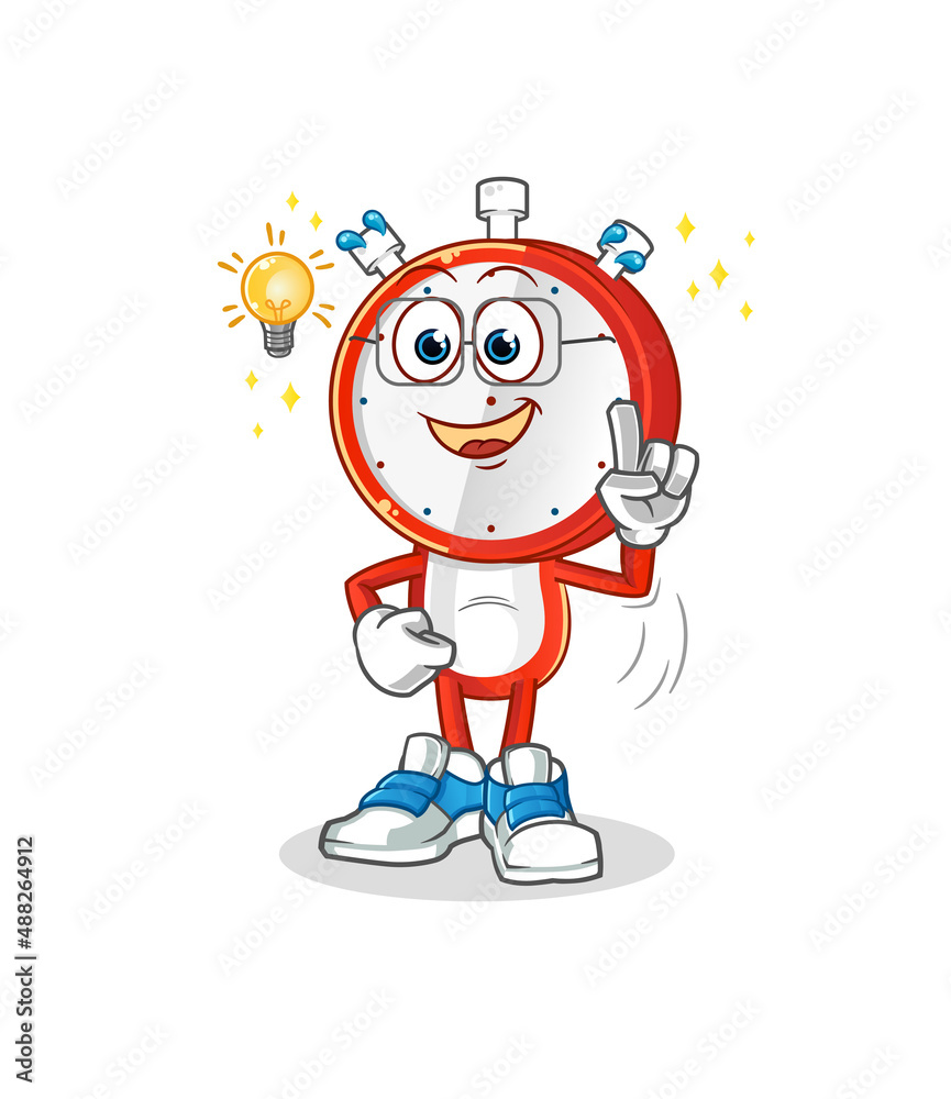 alarm clock head cartoon got an idea. mascot vector alarm clock head cartoon got an idea. mascot vector