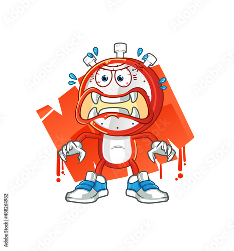 alarm clock head cartoon monster vector. cartoon character