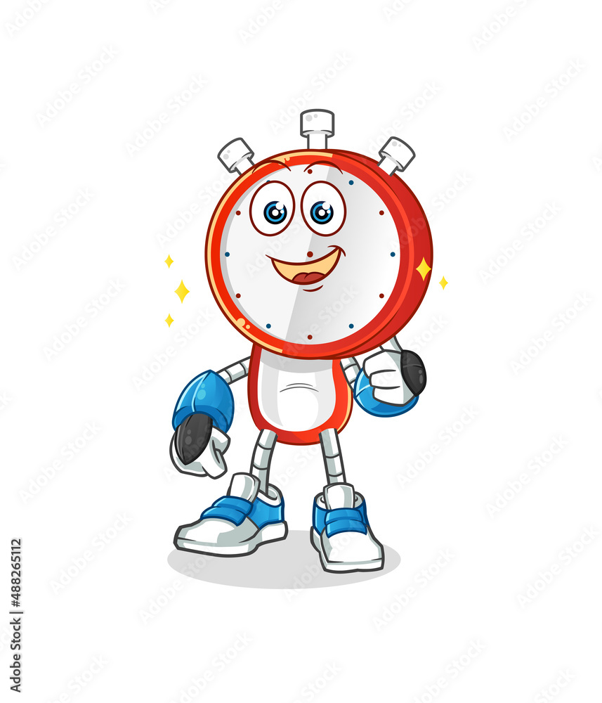 alarm clock head cartoon robot character. cartoon mascot vector