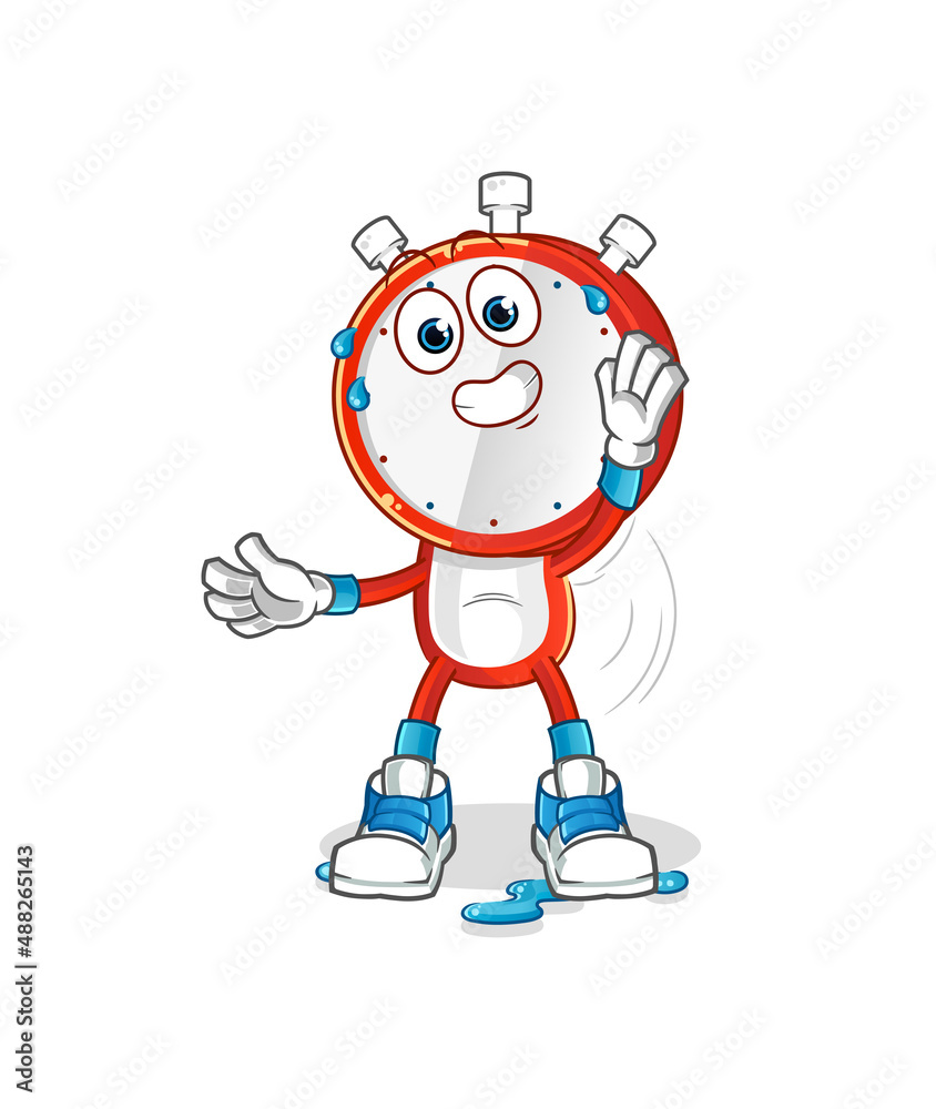 alarm clock head cartoon stretching character. cartoon mascot vector