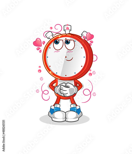 alarm clock head cartoon shy vector. cartoon character
