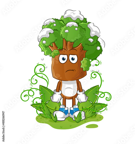 tree head cartoon waiting too long mascot. cartoon vector