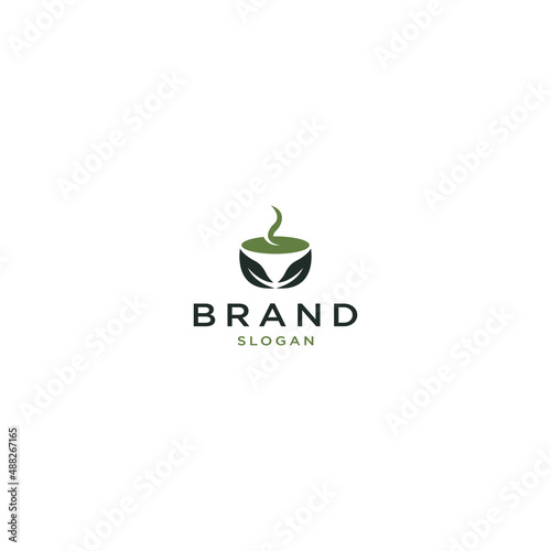 Nature tea cup logo icon design template