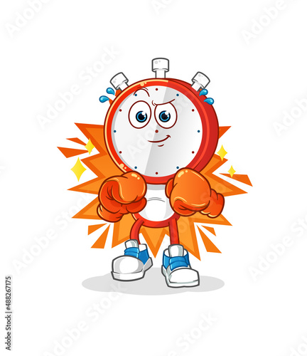 alarm clock head cartoon boxer character. cartoon mascot vector