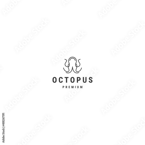 Octopus line art logo icon design template