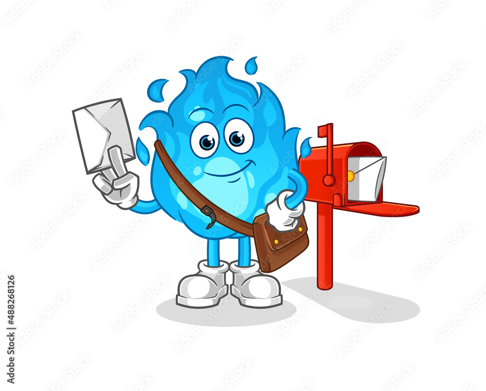 blue fire postman vector. cartoon character