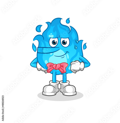 blue fire lie like Pinocchio character. cartoon mascot vector