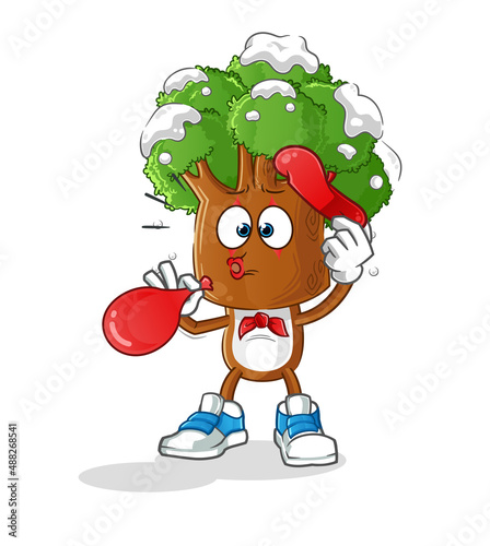 tree head cartoon pantomime blowing balloon. cartoon vector