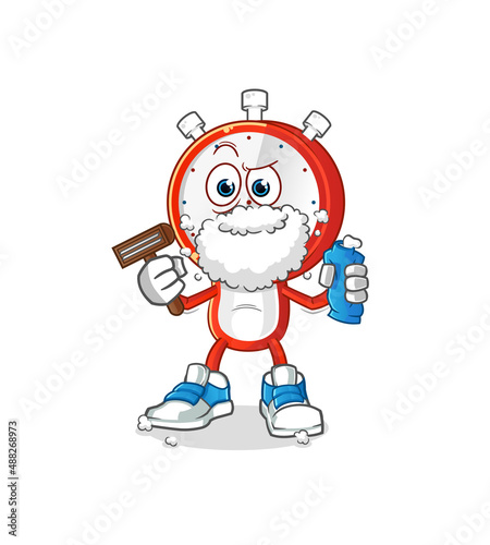 alarm clock head cartoon shave facial hair vector. cartoon character