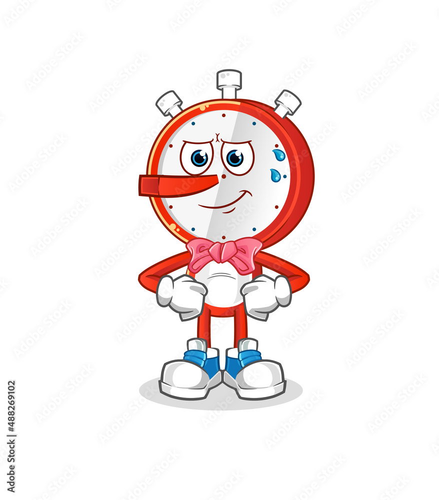 alarm clock head cartoon lie like Pinocchio character. cartoon vector alarm clock head cartoon lie like Pinocchio character. cartoon vector