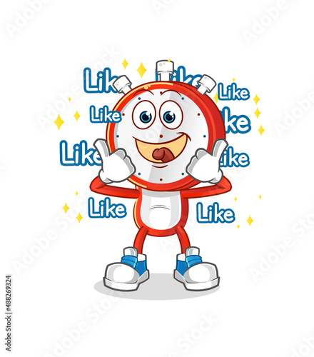 alarm clock head cartoon give lots of likes. cartoon vector