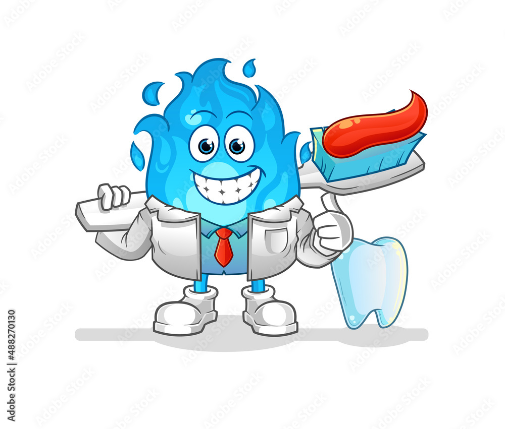 blue fire dentist illustration. character vector