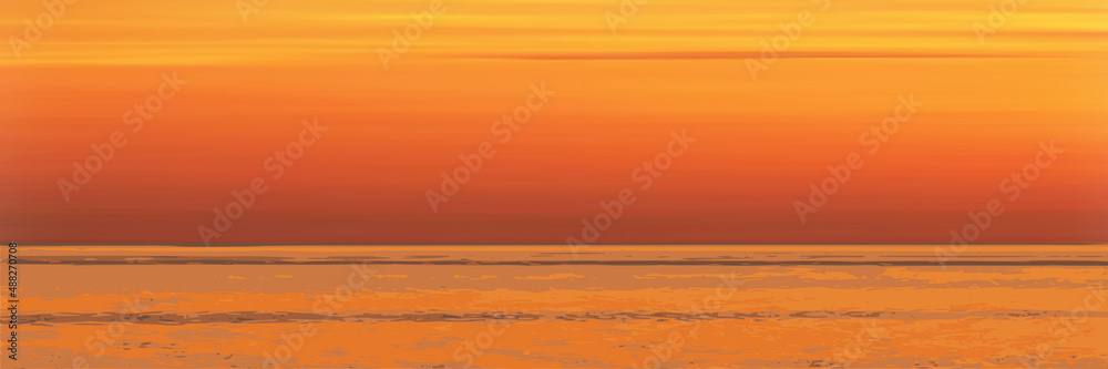 Fantasy on the theme of the sea landscape, summer vacation. The picturesque sunset sky, ripples in the water.
