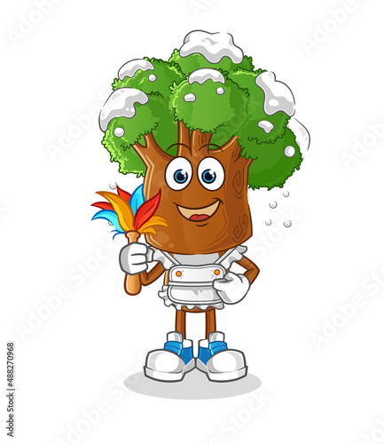 tree head cartoon maid mascot. cartoon vector
