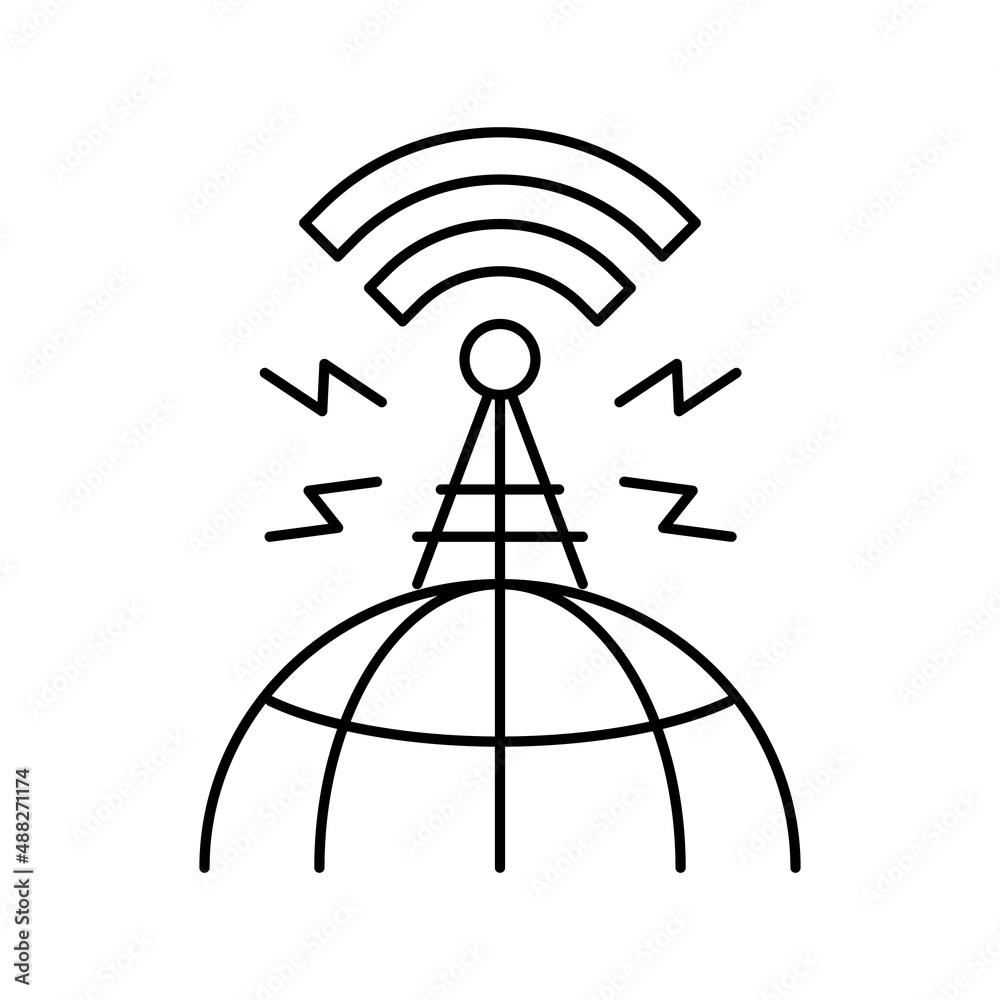 world broadcasting news antenna line icon vector illustration world broadcasting news antenna line icon vector illustration