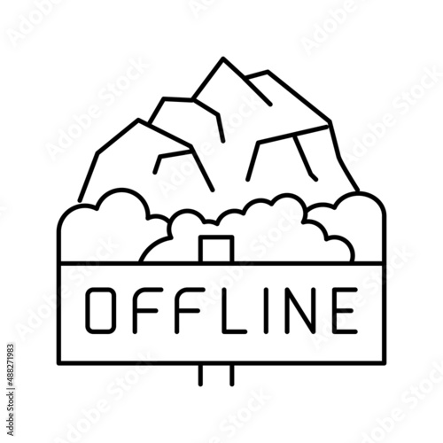 offline mountain travel line icon vector illustration