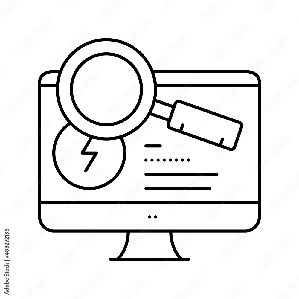research computer incident line icon vector illustration research computer incident line icon vector illustration