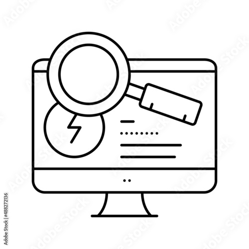 research computer incident line icon vector illustration