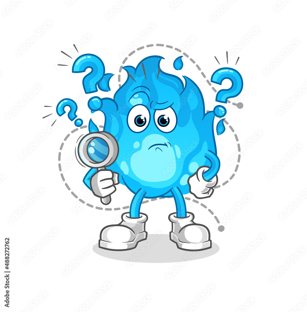 blue fire searching illustration. character vector blue fire searching illustration. character vector