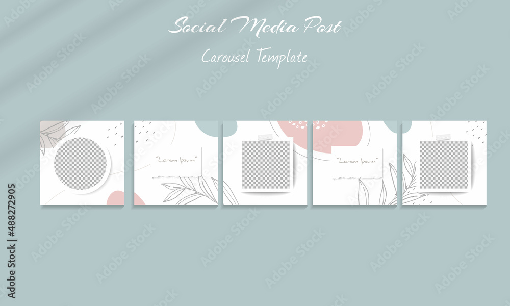 Social media feed post template with Abstract floral and organic shapes ...