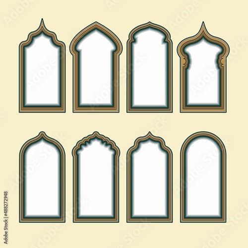 Islamic cartoon door or window. vector illustration