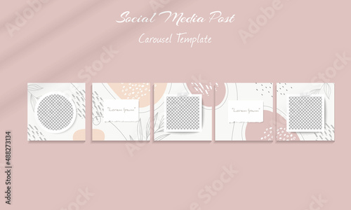 
Social media feed post template with Abstract floral and organic shapes in grid puzzle style. Perfect for branding and product marketing.
