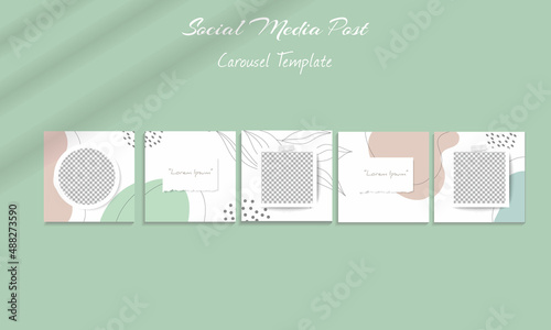 
Social media feed post template with Abstract floral and organic shapes in grid puzzle style. Perfect for branding and product marketing.
