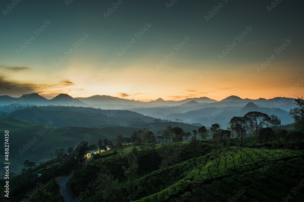 sunset in the mountains