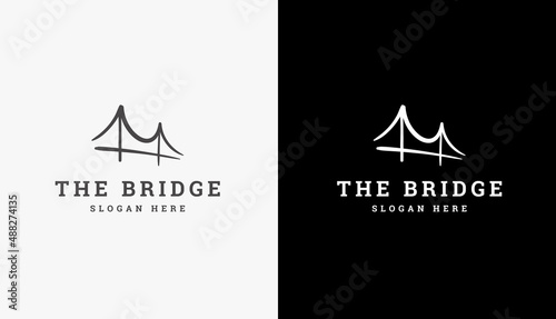 bridge line art business travel logo design