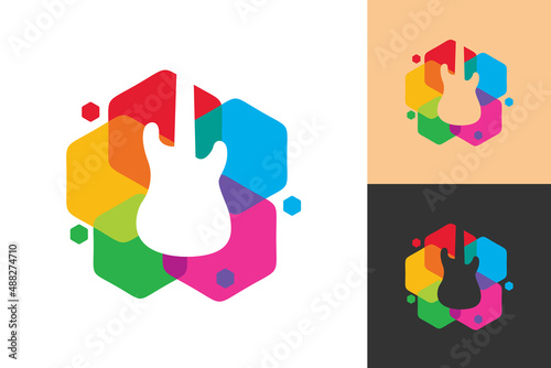 Illustration Vector Graphic of Colorful Guitar Logo. Perfect to use for Music Company