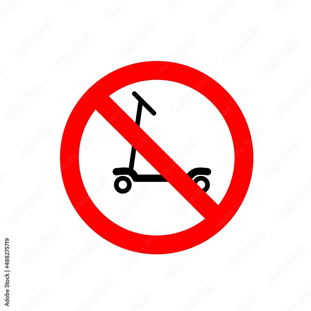 No Scooter sign. No push scooter forbidden sign No Scooter sign. No push scooter forbidden sign