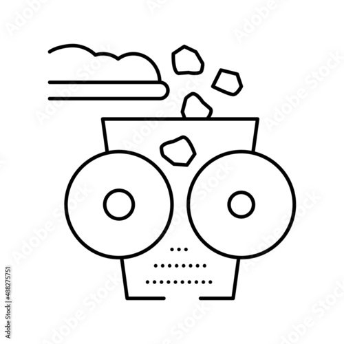 crushing stone machine line icon vector illustration