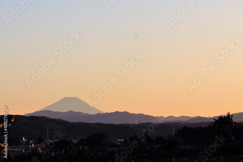 富士山の見える夕景