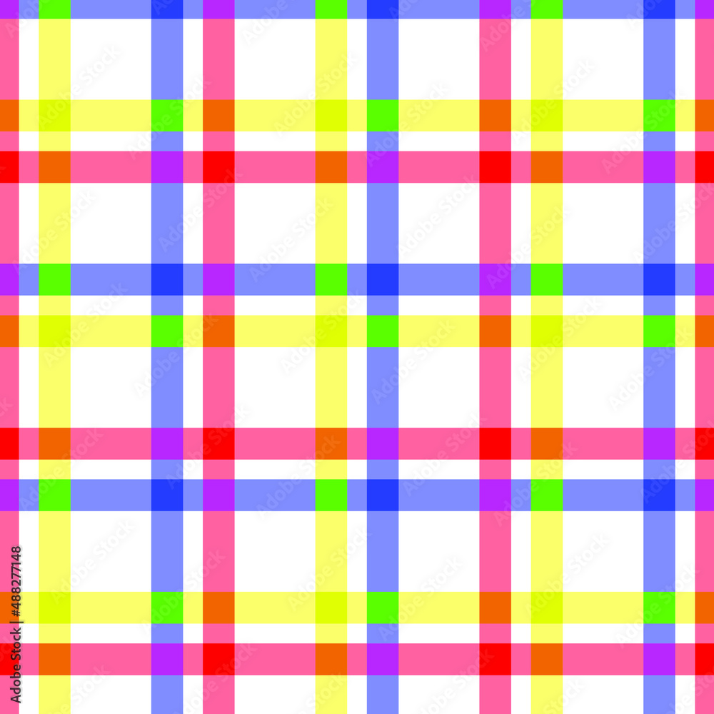 red, yellow and blue stripes on white. plaid pattern seamless design. red, yellow and blue stripes on white. plaid pattern seamless design.