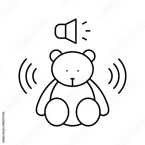 sound musical teddy bear toy line icon vector illustration