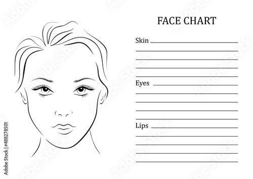 Face chart Makeup Artist Blank.Template