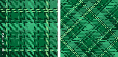 Set seamless green plaid background.