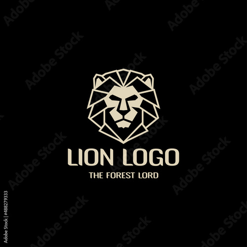 Geometric polygonal lion head logo vector template