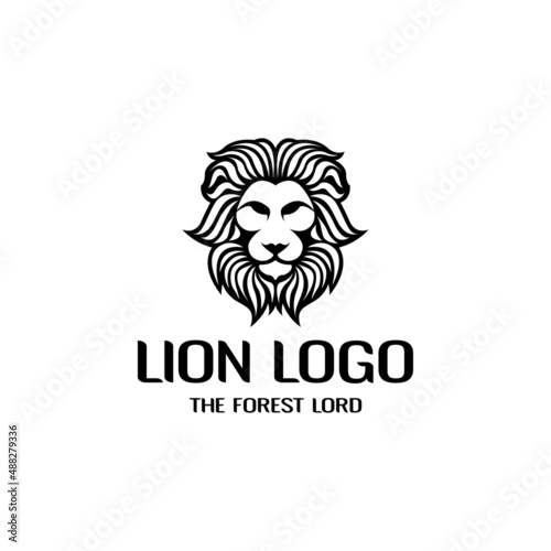 Lion head line art logo template vector illustration. Usable as company logo, t shirt design, etc.