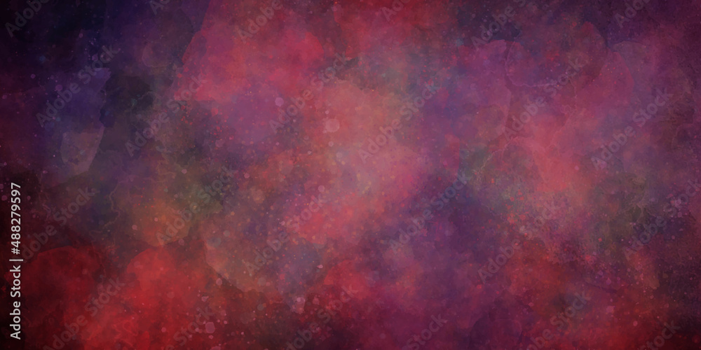 Background with space and galaxy nebula background with stars. Galaxy in red colors.