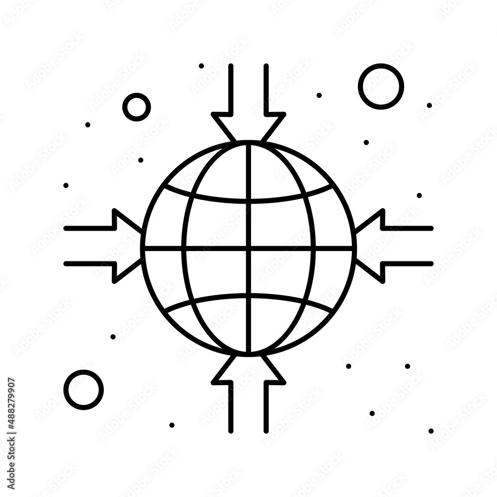 planet target line icon vector illustration planet target line icon vector illustration