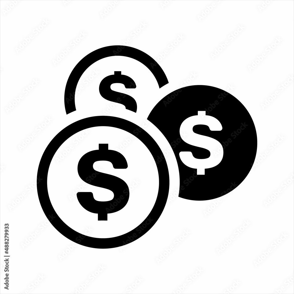 Obraz premium Dollar coin icon. Vector and glyph