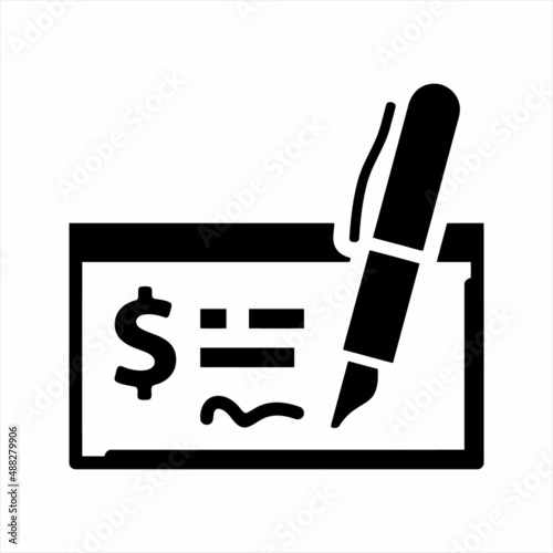 Personal bank check with pen icon