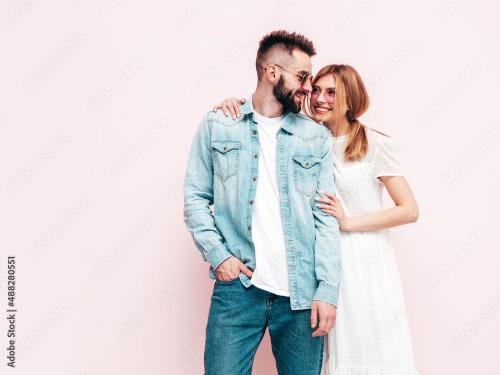 Sexy smiling beautiful woman and her handsome boyfriend. Happy cheerful family having tender moments near pink wall in studio.Pure cheerful models hugging.Embracing each other. Cheerful and happy Sexy smiling beautiful woman and her handsome boyfriend. Happy cheerful family having tender moments near pink wall in studio.Pure cheerful models hugging.Embracing each other. Cheerful and happy
